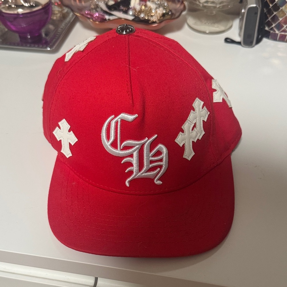 red chrome heart hat